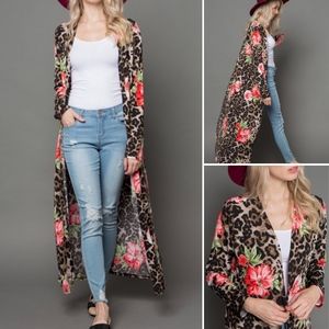 SOLD OUT!!!! Floral Leopard Maxi Cardigan